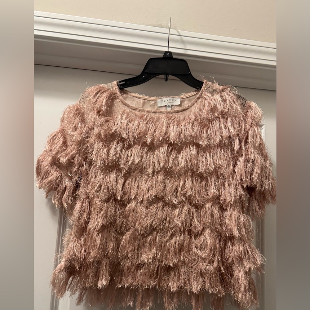 Hayden Textured Fringe Blouse in Blush